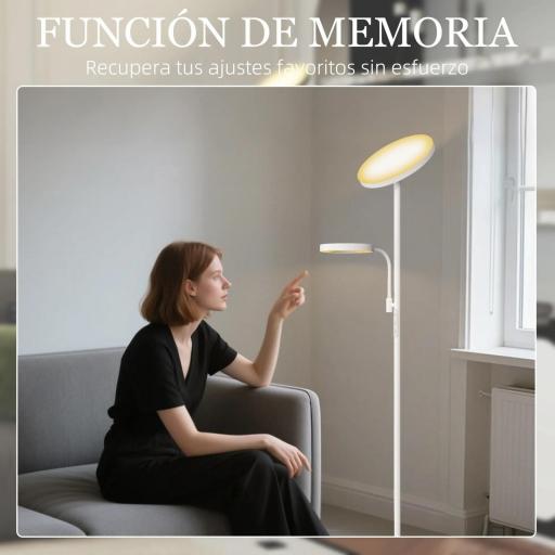 Lámpara de Pie LED Regulable 42W con Control Remoto y Táctil Temperatura de Color y Brillo Ajustable Blanco [4]