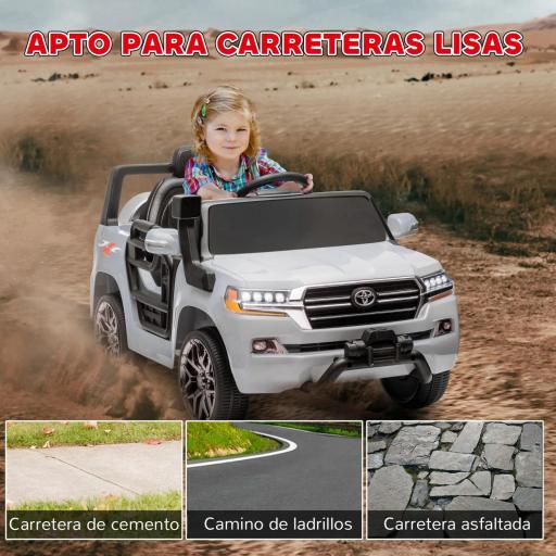 Coche Eléctrico para Niños de +3 Años Toyota LAND CRUISER con Batería 12V Mando a Distancia y Música MP3 Gris [2]