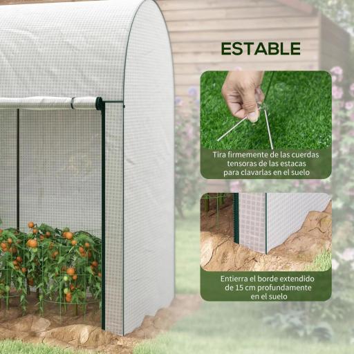 Invernadero de Exterior con Doble Puerta con Cremallera y Cubierta de PE para Cultivar Plantas 200x100x178 cm Blanco [3]