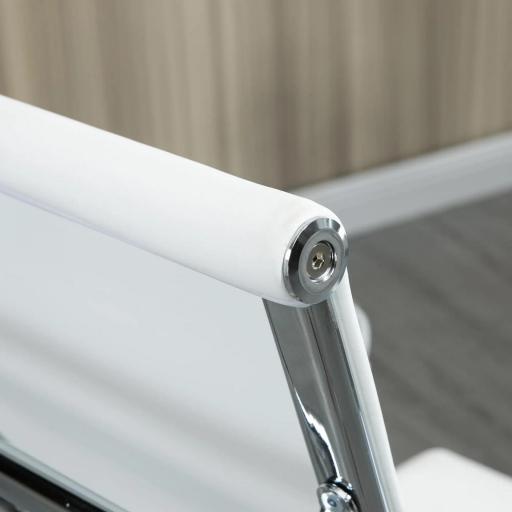 Silla de Despacho Silla Escritorio Giratoria Basculante con Altura Ajustable Reposabrazos 54x62x104-114 cm Blanco [6]