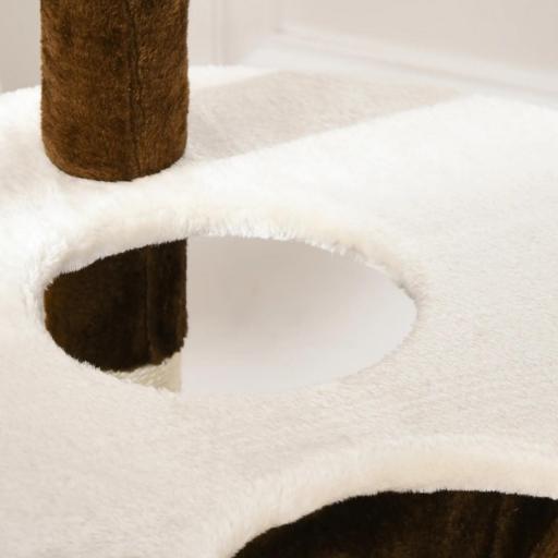 Torre para Gatos Grande 65x50x153 cm con Múltiples Plataforma Poste Hamaca Bolas de Juguete y Cueva Marrón [6]