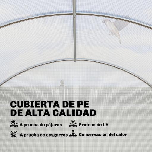Invernadero de Túnel 6x3x2 m con Puerta con Bisagras 12 Ventanas de Malla y Estructura de Acero Galvanizado Blanco [5]
