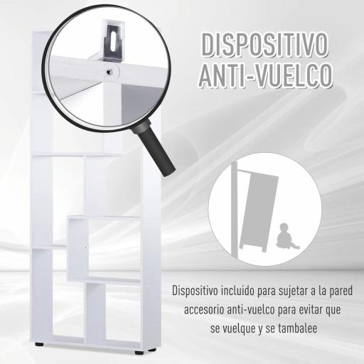 Estantería Moderna Vertical Diseño de Librería con 8 Estantes E1 Tablero de Partículas 70x24x178cm Blanco [3]