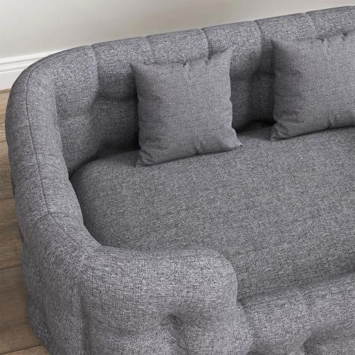 Cama para Mascotas con 2 Almohadas Colchón para Perros Antideslizante con Funda Extraíble y Lavable 90x60x35 cm Gris [7]