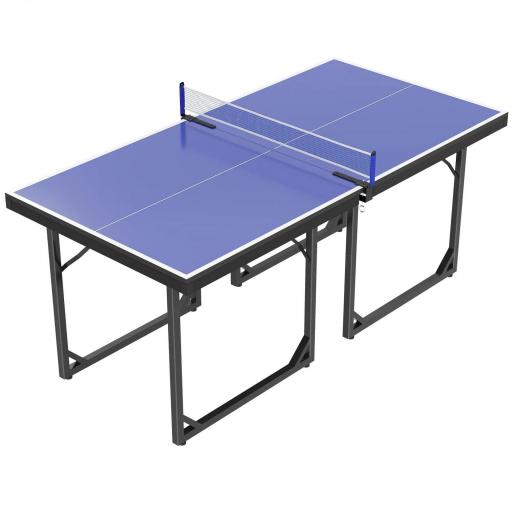 Mesa de Ping-Pong Plegable con Red y Marco de Acero para Interior y Exterior 182x91x76 cm Azul [8]