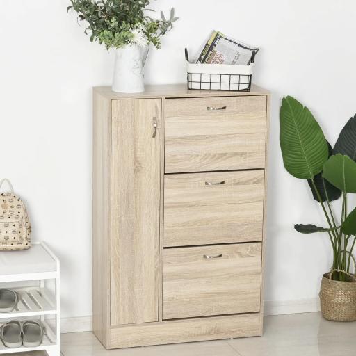 Armario Zapatero de 2 en 1 para Zapatos Mueble Almacenaje Paraguas Gran Espacio Estante Ajustable en 2 Niveles Capacidad de 12 pares 79x26x120 cm Madera