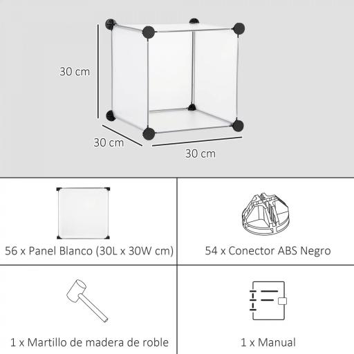 Armario Modular de Plástico Zapatero Organizador con 16 Cubos para Entrada Pasillo Dormitorio 125x32x125 cm Transparente [6]