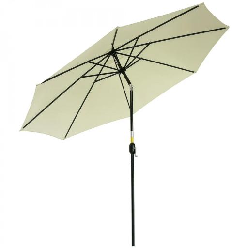 Sombrilla de Jardín Ø295x250 cm con Manivela Parasol Exterior con Mecanismo de Inclinación y Poste Desmontable Beige [9]