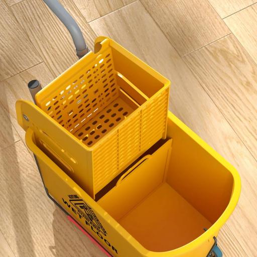 Cubo de Fregar con Escurridor Panel Separador y Ruedas Capacidad 20L para Limpieza Doméstica 45x26,5x70 cm Amarillo [7]