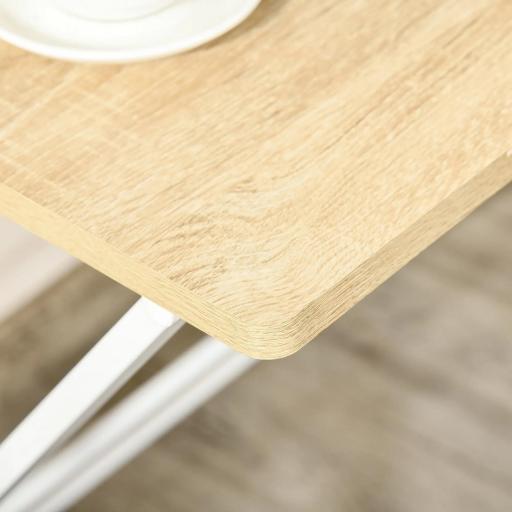 Mesa de Estudio Plegable con Estante Superior Estilo Moderno para Sala Oficina Dormitorio 81,5x70x84 cm Natural y Blanco [3]