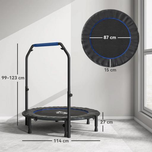 Cama Elástica Plegable Ø114 cm con Mango Ajustable Marco de Acero para Entrenamiento Piernas Cuerpo Azul y Negro [1]