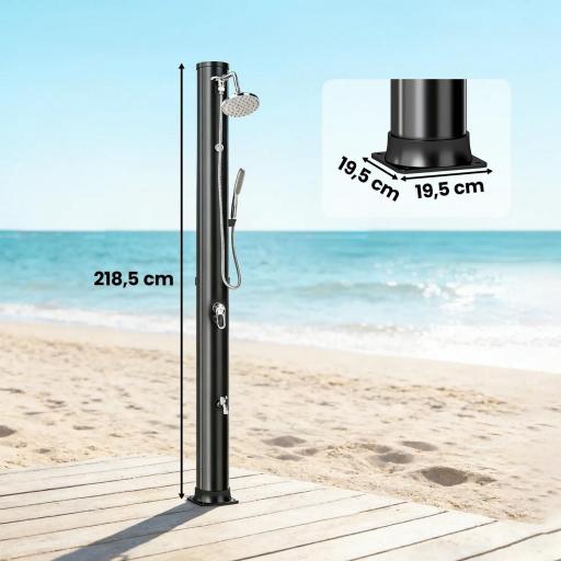 Ducha Solar Jardín 40L con Cabezal Ducha de Mano Grifo para Pies y Temperatura Ajustable Máx. 60 °C para Piscina Negro [1]