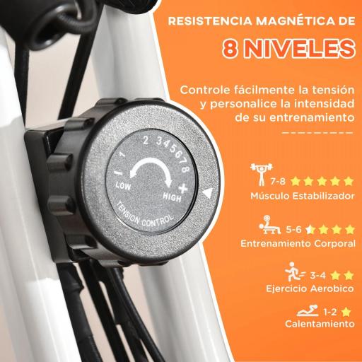 Bicicleta Estatica Plegable 3 en 1 con Respaldo y 8 Niveles Resistencia Magnética Bicicleta Estatica en Casa Ajustable con Monitor LCD Volante Banda Sensor de Pulso Soporte de Teléfono Naranja [4]