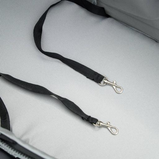 Carrito para Perros Pequeños con Ruedas Universales Cesta de Almacenaje Correas de Seguridad y Ventanas 67x45x96 cm Gris [7]