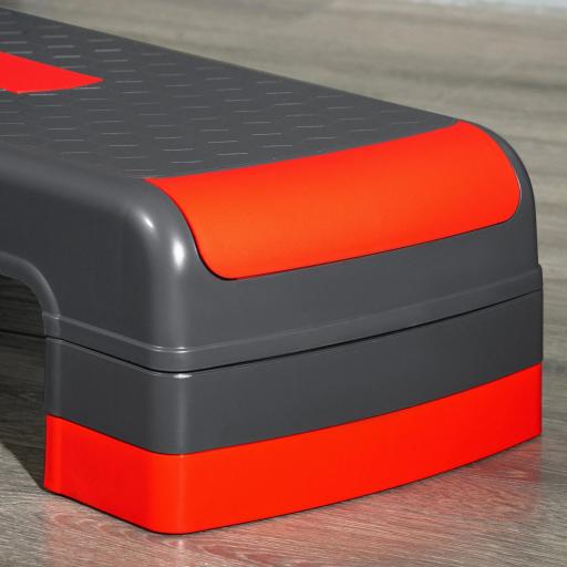 Plataforma Step para Deporte y Gimnasia con Altura Regulable en 10/15/20 cm Carga 150 kg 78x28x20 cm Gris y Rojo [6]