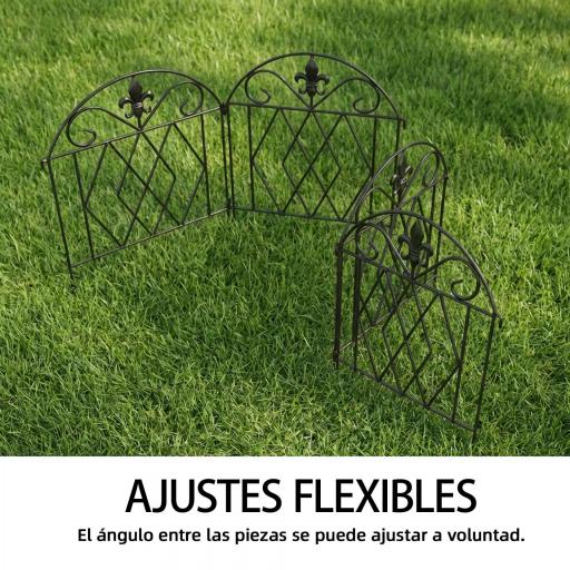 Set de 4 Vallas Metálicas de Jardín con Diseño Arqueado, 125x56 cm, Negro [7]