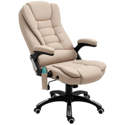 Silla Oficina con Masaje de 6 Puntos con Función Basculante con Calefacción Altura Ajustable 67x74x107-116 cm cm Caqui [10]