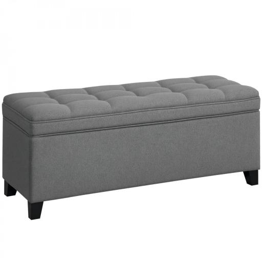 Banco de Almacenaje con 2 Bisagras de Seguridad Tapa Abatible para Dormitorio Salón 120x40x48 cm Gris Oscuro [9]