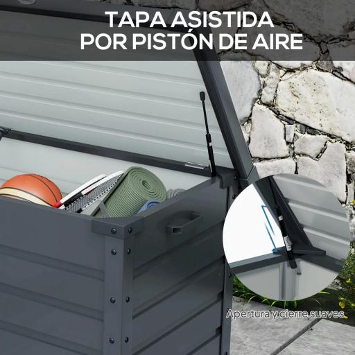 Baúl de Almacenaje Exterior de Acero Galvanizado con 4 Ruedas 2 Asas y Tapa con Cerradura 100x62x65 cm Gris Oscuro [5]