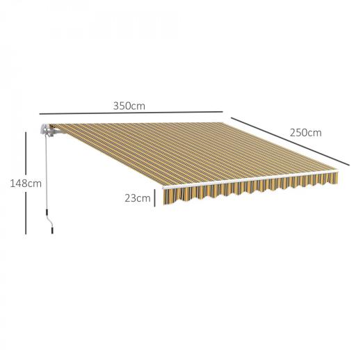 Toldo para Balcón 350x250 cm con Manivela de Metal Impermeable y Anti-UV para Jardín Terraza Ventanas Gris y Amarillo [1]