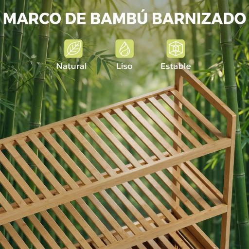 Mueble Ropa Sucia de Bambú con 2 Cestos para Ropa Sucia Inclinables 38,7 L y 3 Estantes 80x30x118 cm Roble [4]