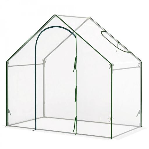 Invernadero con Ventana Puerta Marco de Acero y Cubierta Plástico Impermeable Anti-UV 180x100x168 cm Transparente [8]