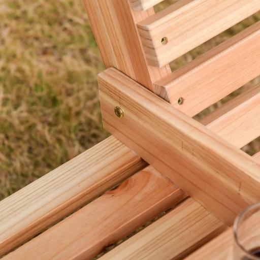 Banco Colgante de Madera con Mesa de Centro Plegable 2 Portavasos y Reposabrazos Carga 200 kg 150x75x53 cm Natural [7]