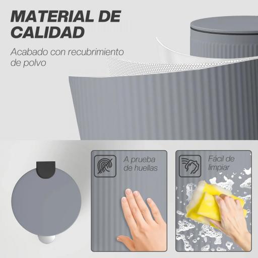 Cubo de Basura Cocina 30L con Pedal Tapa de Cierre Suave y Cubo Extraíble para Dormitorio Oficina Estudio Salón Gris [3]