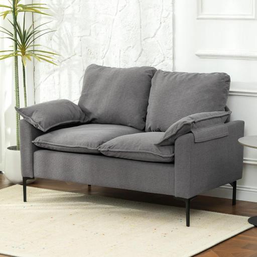 Sofá de 2 Plazas Tapizado en Terciopelo con Patas de Metal Reposabrazos Acolchado 130x77x84 cm Gris