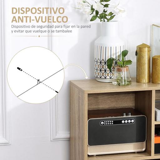 Mueble Aparador Alto Armario Auxiliar de Salón con 5 Compartimentos y 1 Puerta Multiusos para Comedor Cocina Dormitorio [6]