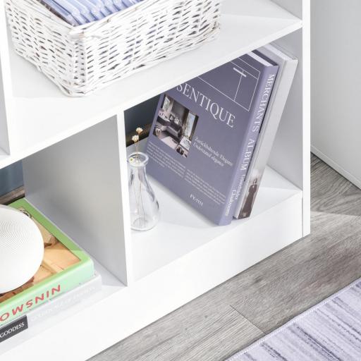 Estantería Librería de 4 Niveles con 10 Compartimentos Estantes de Almacenaje Multiusos 100x23,8x140 cm Blanco [6]