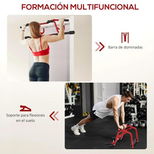 Barra de Dominadas de Pared Carga 150 kg para Ejercicio y Entrenamiento en Casa Gimnasio Rojo y Negro [2]