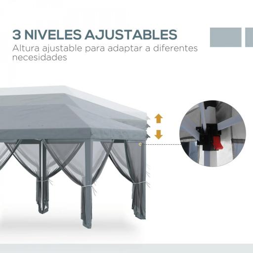 Carpa Plegable Pop-Up Gazebo 6x3 m con 6 Paredes Laterales de Malla Anti-UV y Bolsa de Transporte Gris [2]