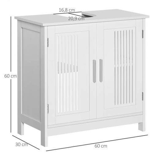 Mueble para Debajo del Lavabo Armario Baño de Suelo de Madera con 2 Puertas Ventiladas y Estante Ajustable Interior Moderno 60x30x60 cm Blanco [1]