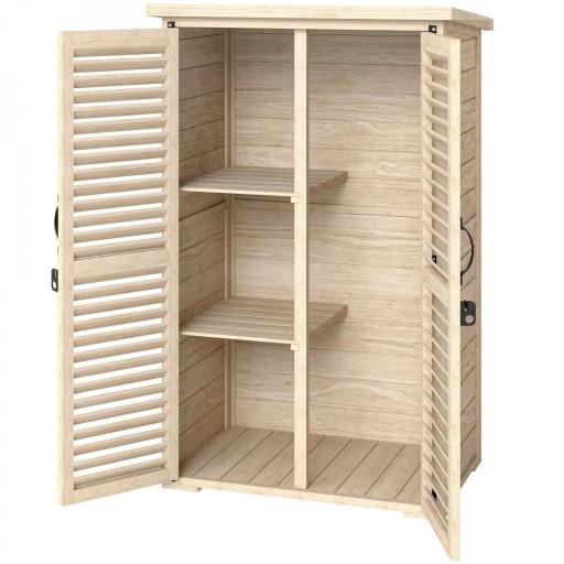 Caseta de Jardín de Madera 75x50x118 cm Armario para Almacenaje de Herramientas con 2 Estantes y 2 Puertas Natural [9]