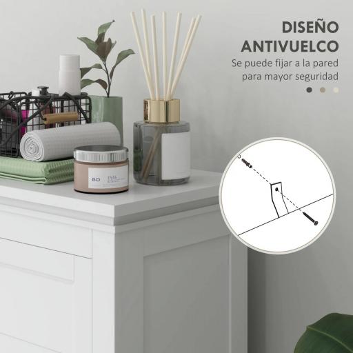 Mueble de Baño Columna de Baño con Cajón 2 Puertas y Estantes Ajustables Armario de Baño Moderno 60x30x102,5 cm Blanco [1]