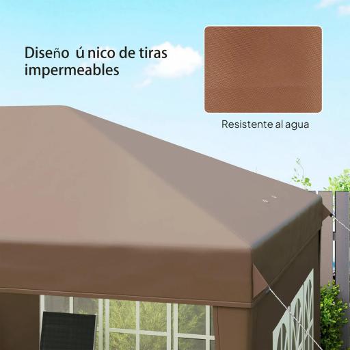 Carpa Plegable 6x3 m Pop-up con 4 Laterales Desmontables Cenador de Jardín con 4 Ventanas y Bolsa de Transporte Café [4]