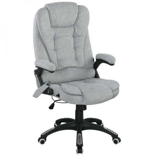 Silla Oficina con Masaje de 6 Puntos con Función Basculante con Calefacción Altura Ajustable 65x71x110-120 cm Gris [10]