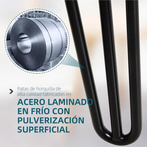 Conjunto de 4 Patas para Mesa de Estilo Industrial y Diseño Horquilla con Protectores Anti-arañazos de Goma 12x12x71cm Tornillos de Montaje Incluidos Negro [8]