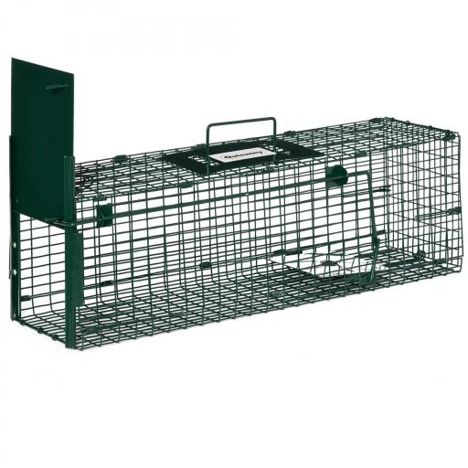 Trampa para Animales Vivos con Puerta Jaula de Captura Metálica con Asa para Conejos Visones Pequeños 60x18x20 cm Verde Oscuro [9]