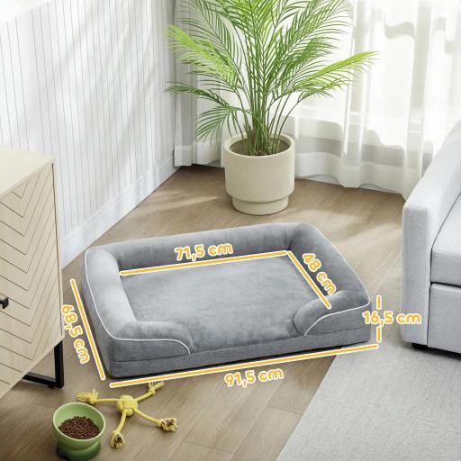 Cama para Perros Medianos Cama para Gatos con Base Antideslizante Funda Extraíble y Lavable 91,5x68,5x16,5 cm Gris [1]