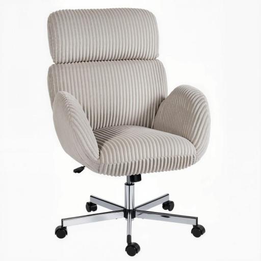 Silla de Oficina con Reposabrazos Respaldo Alto Reposacabezas Regulable Ruedas Altura Ajustable Giratoria Gris [8]