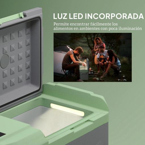 Nevera Portátil Eléctrica 24,2L Refrigerador de Coche 12V-220V -20℃ a +20 ℃ con Pantalla Luz LED 60,2x33,4x41,4 cm Gris [6]