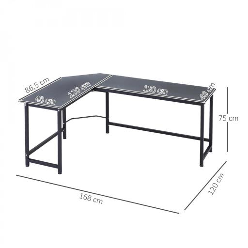 Mesa de Ordenador Escritorio PC Oficina Hogar Mesa Esquinera de Forma L 168x120x75cm Marco Metal [1]