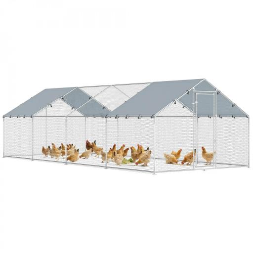 Gallinero para Exterior Grande de Acero Galvanizado 6,8x3x1,9 m 20,4 m² con Cubierta Tela Oxford y Cerradura Plata [9]