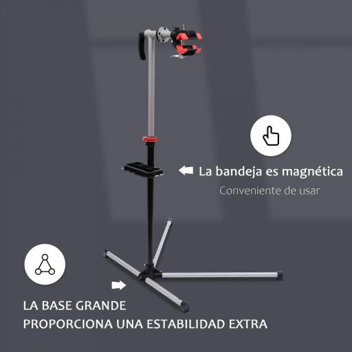 Soporte de Reparación Caballete de Bicicleta para Hogar con Altura Ajustable y Giratorio 100x66x180 cm Negro [4]