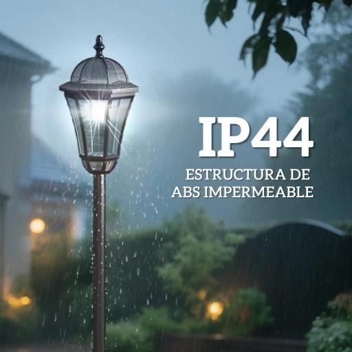 2 Farolas Solares de Jardín con Luz LED Blanca 6000K IP44 Set de 2 Farolas de Exterior 18,5x18,5x129 cm Negro [6]