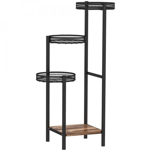 Soporte para Plantas de 4 Niveles Soporte de Acero para Macetas Interior y Exterior 25x25x80 cm Negro [9]