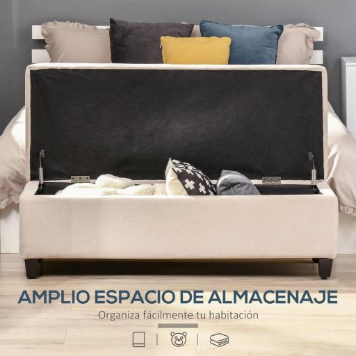 Banco de Almacenamiento Puff de Almacenaje Taburete Tapizado en Lino con Tapa Abatible para Entrada 125x49x41,5 cm Beige [6]