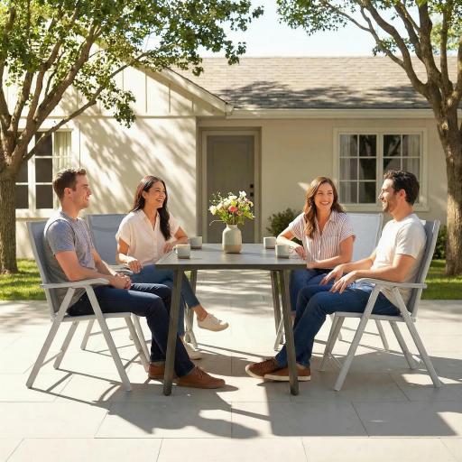 Conjunto de 4 Sillas de Jardín Exterior Plegables con Respaldo Alto y Reposabrazos para Terraza Playa 58x62x97 cm Gris [7]